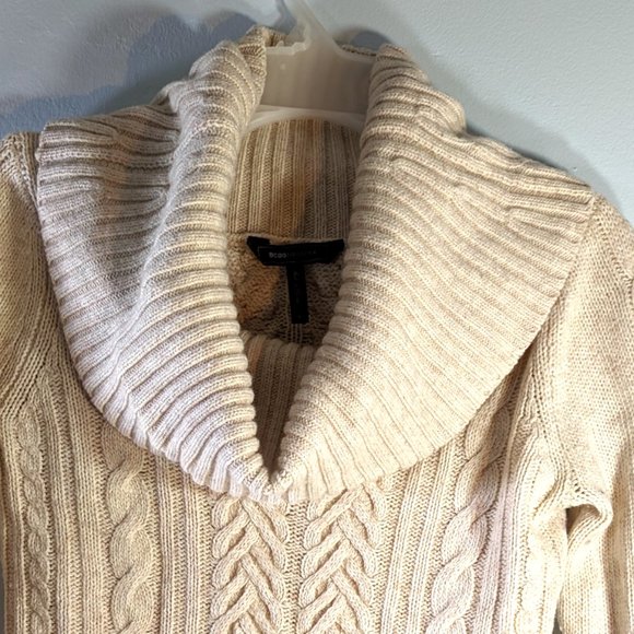 BCBG Maxazria Women's Cowl Neck Cable Knit Sweater Wool Blend L/S Cardig… - Picture 6 of 12